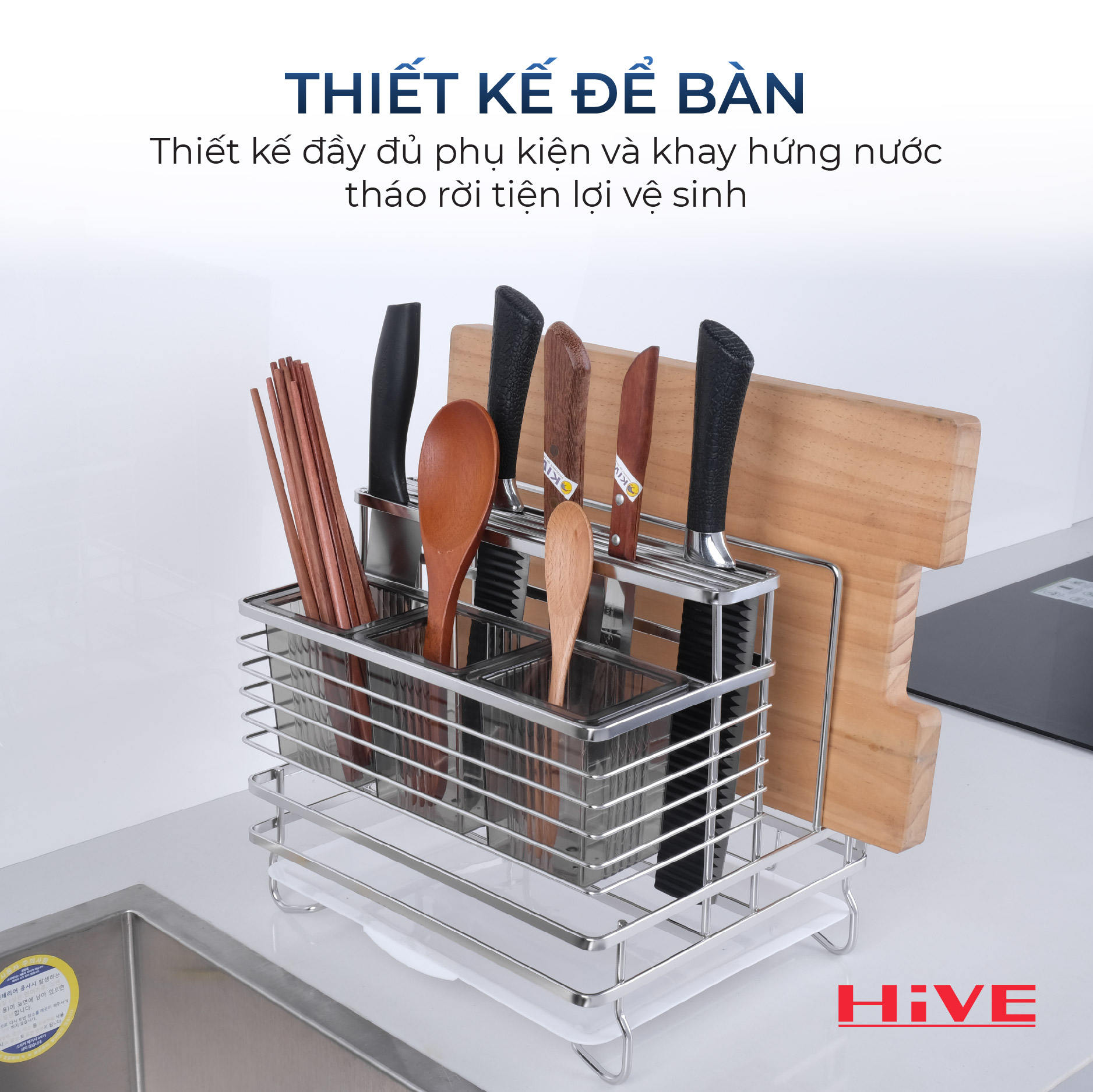 Kệ Đựng Đũa Muỗng Dao Thớt Đa Năng HiVE 2 (NEW COLLECTION)