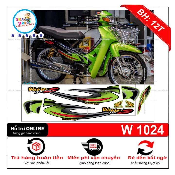 Tem rời wave nhỏ đời đầu xanh đen phố decal