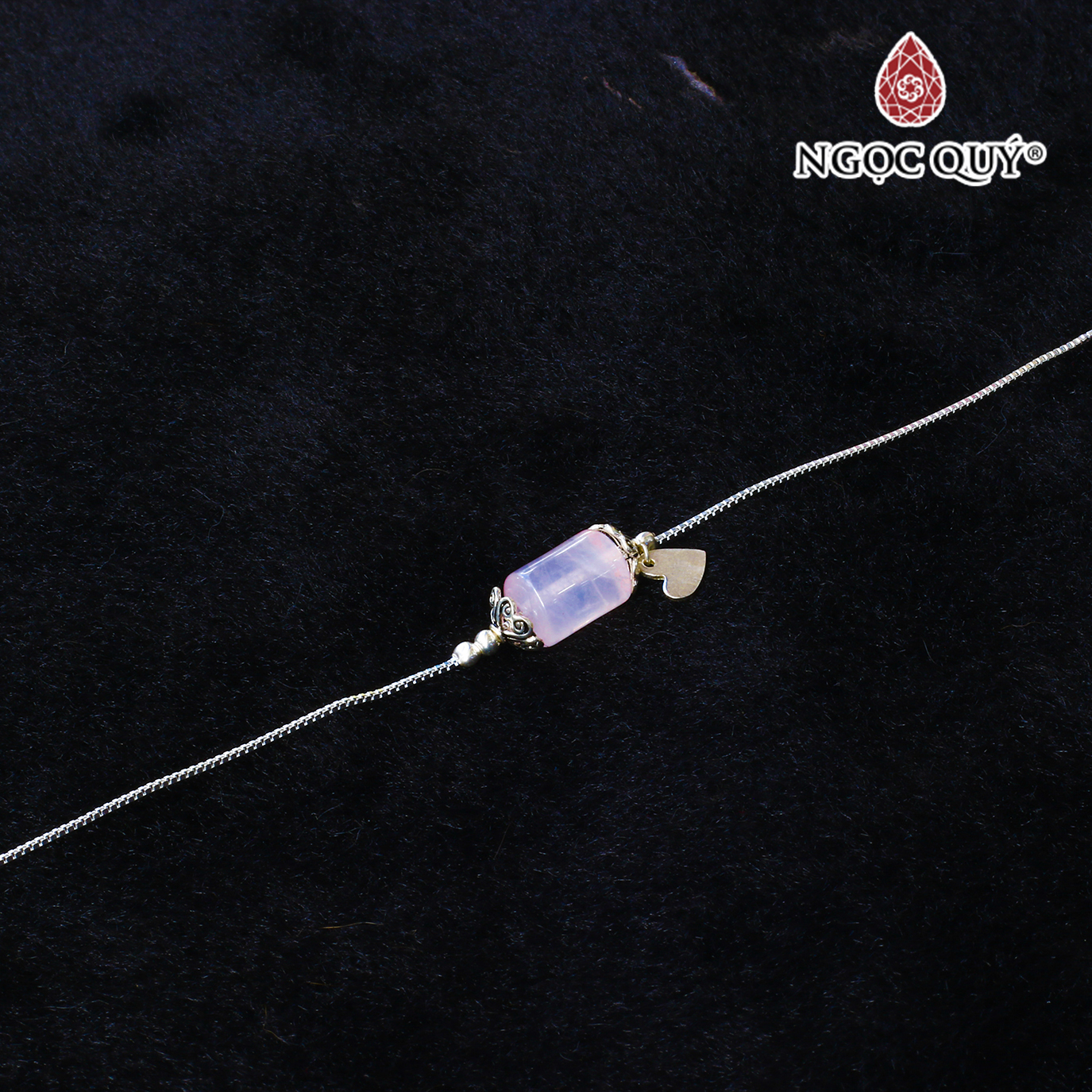 Lắc bạc đốt trụ thạch anh hồng mệnh hỏa, thổ - Ngọc Quý Gemstones