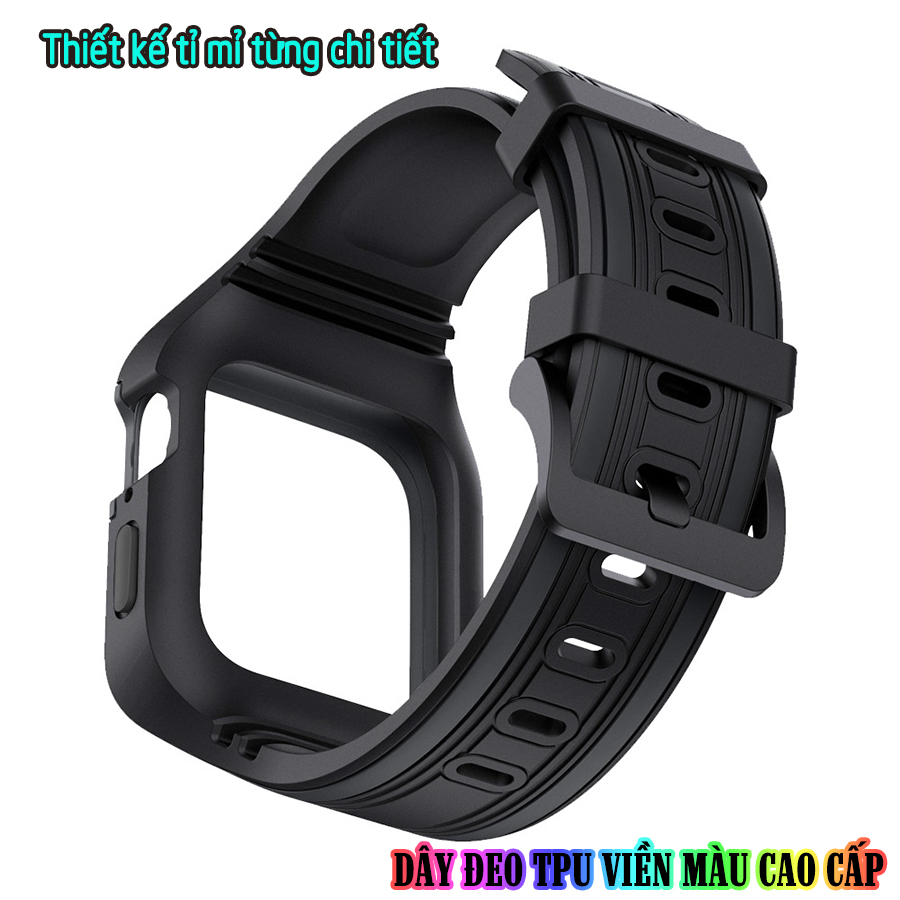 Dây Đeo liền ốp dành cho Apple Watch 7/6/5/4/3/2/1 size 38/40/41/42/44/45mm TPU chống sốc viền màu - nhiều màu