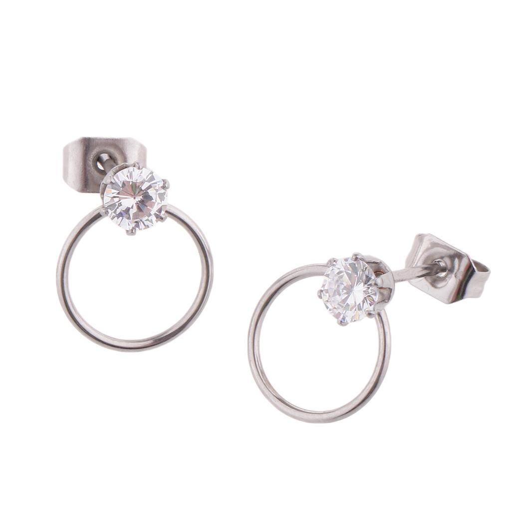 Women Stylish Round Rhinestone Stud Earrings Ear Studs Earring