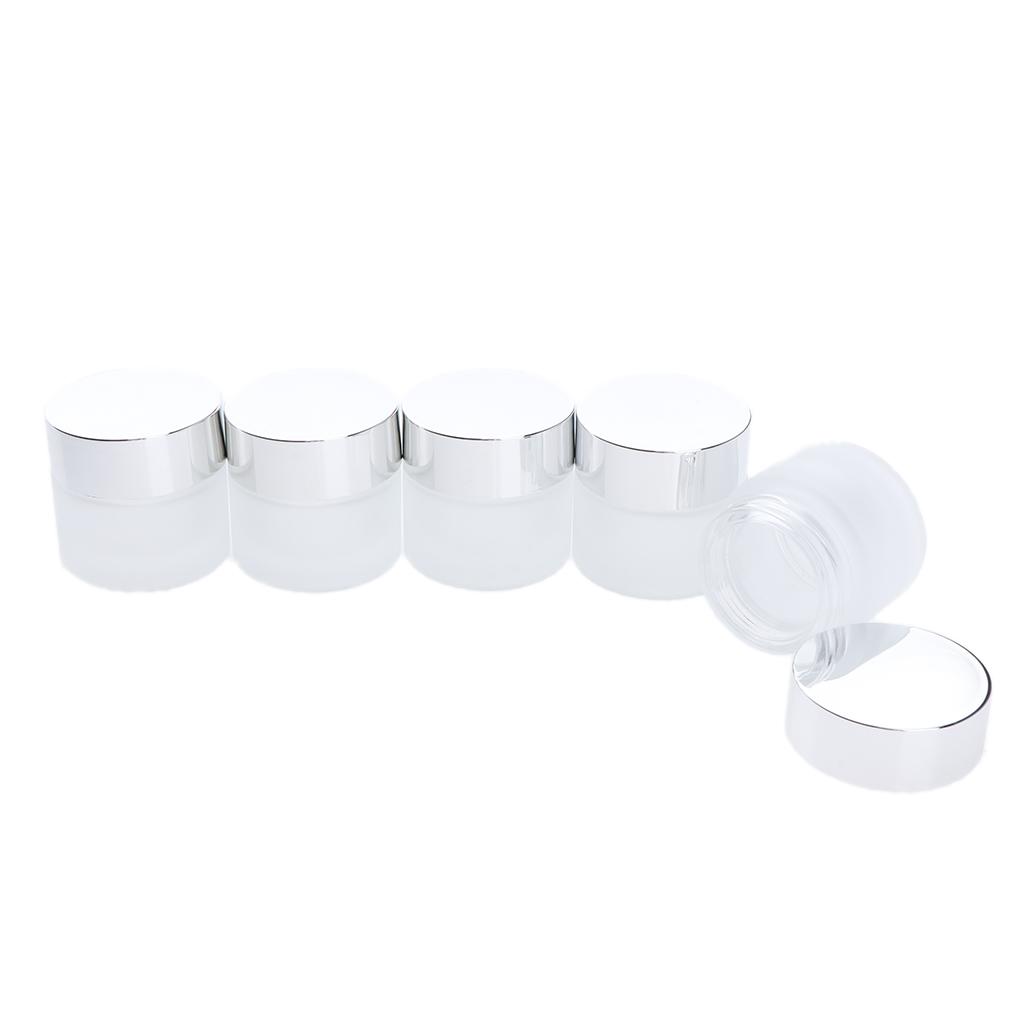 Frosted Glass Bottle,Travel Makeup Face Cream Pot Empty Cosmetic Jar Container with Screw Lid,Pack 5pcs