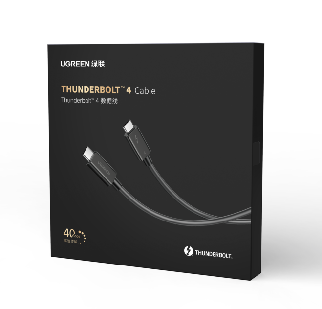 Ugreen 30389 0.8M Thunderbolt 4 cáp 8k 60hz hỗ trợ 40Gbps 100W PD màu đen Ugreen US501 - Hàng Chính Hãng