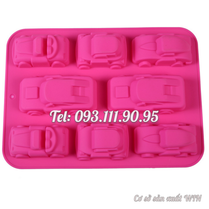 Khuôn silicon làm bánh, rau câu, socola 8 chiếc xe hơi – Mã số 1386
