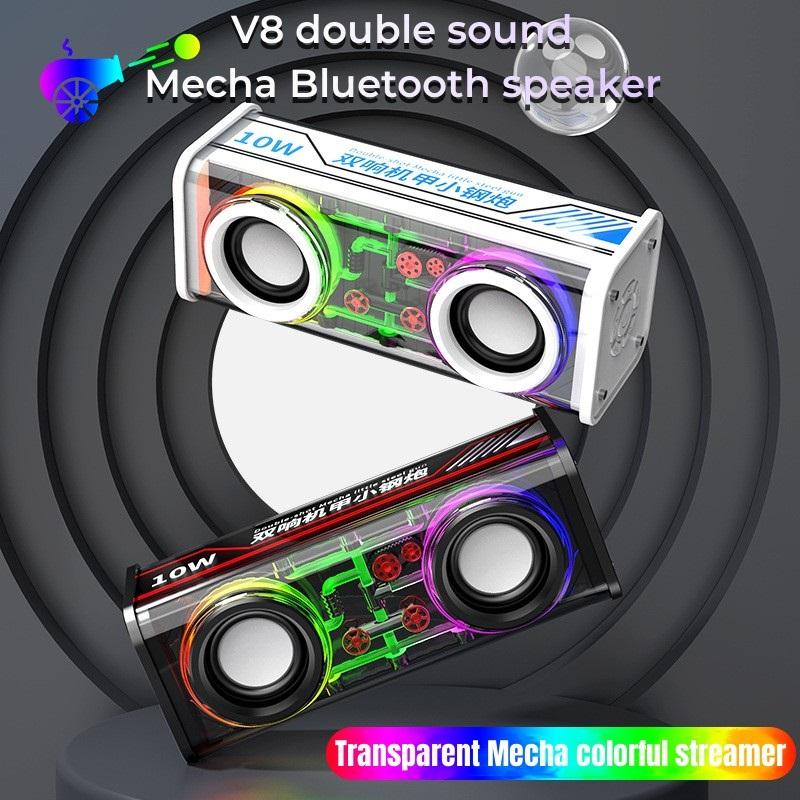 Loa Bluetooth không dây Mecha trong suốt Âm thanh Ánh sáng Rhythm Loa siêu trầm TWS Stereo Máy nghe nhạc Cyberpunk Hộp âm thanh Super Bass Màu sắc: Trắng