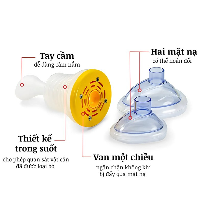 Bộ Sơ Cứu CPR Hút Dị Vật Mắc Cổ Họng Dành Bé Và Người Lớn - Dụng Cụ Chống Hóc - Thiết Bị Chống Ngạt Cứu Hộ Khẩn Cấp