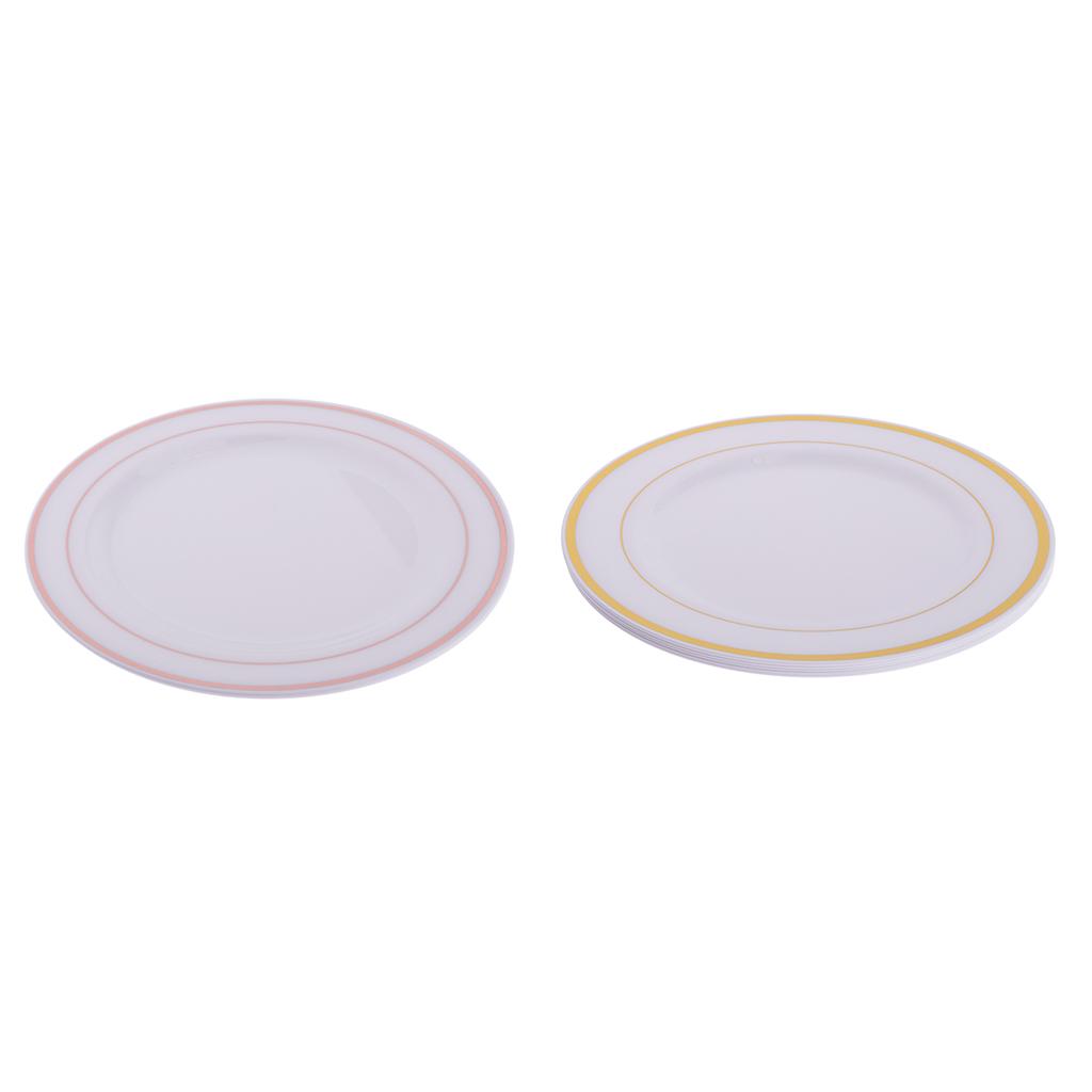 5Pcs Disposable Plastic Dinner Plates Tableware Round Dish 225mm