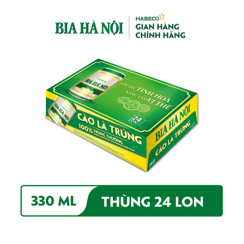 Bia Hà Nội Nhãn Xanh Khuyến mại hè  - Thùng 24 lon 330ml