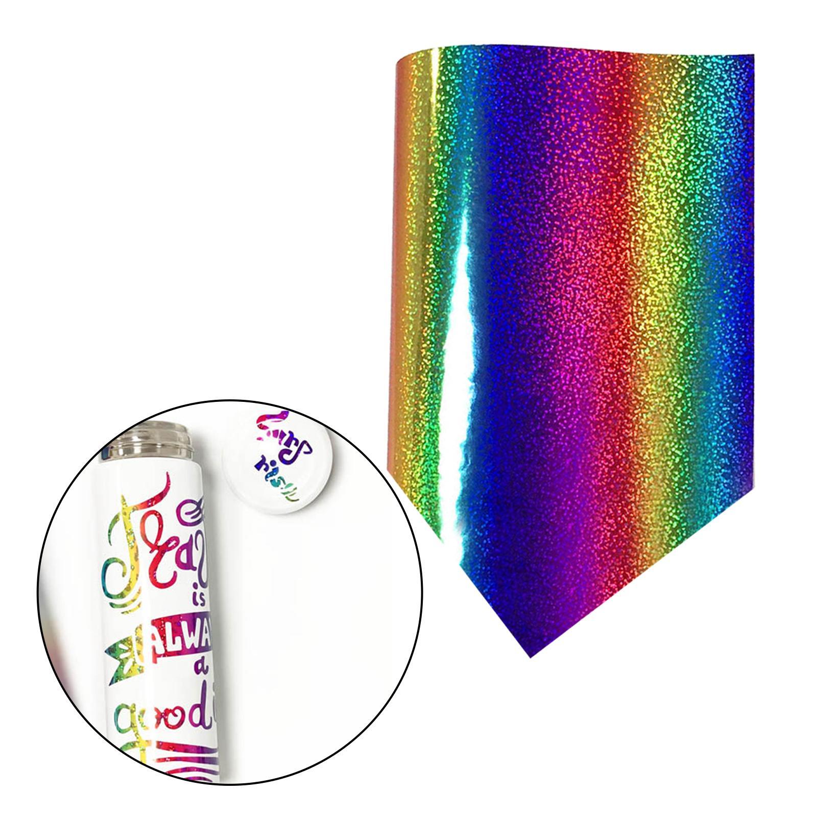 Rainbow Heat Transfer Vinyl 12" x 12" Htv Iron On for Bags Craft Decoration
