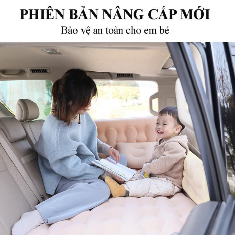 Nệm giường hơi cho xe ô tô, xe hơi 5, 7 chỗ cao cấp, tiện dụng có thành chắn an toàn cho trẻ nhỏ kèm theo bơm điện 12V