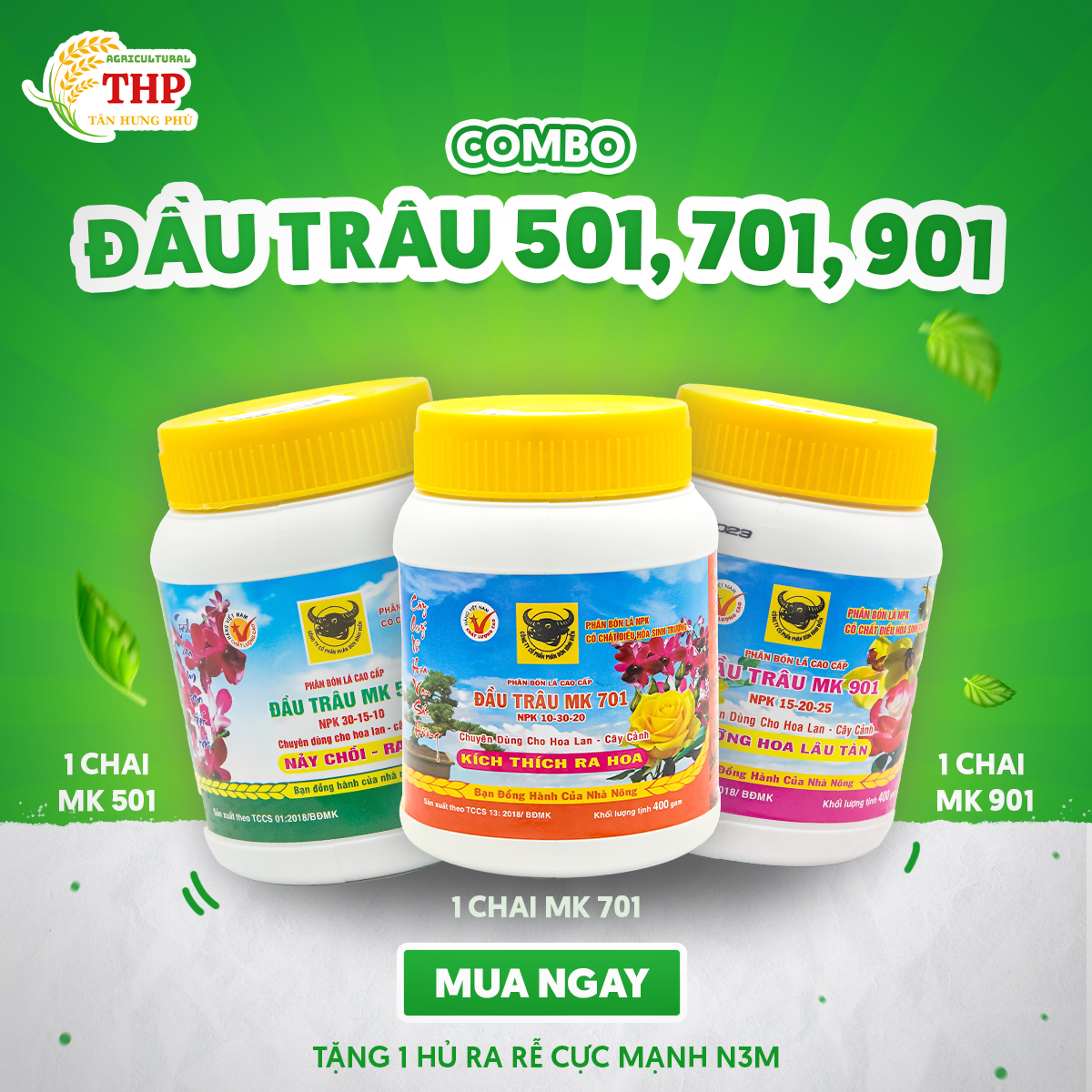 COMBO Đầu Trâu 501,701,901 (400g) | CHUYÊN HOA KIỂNG | COMBO CHĂM SÓC CÂY