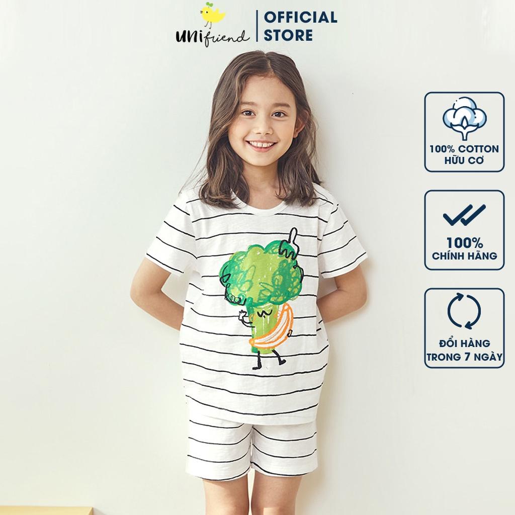 Bộ đồ ngắn tay mặc nhà cotton mịn cho bé gái U3035 - Unifriend Hàn Quốc, Cotton Organic