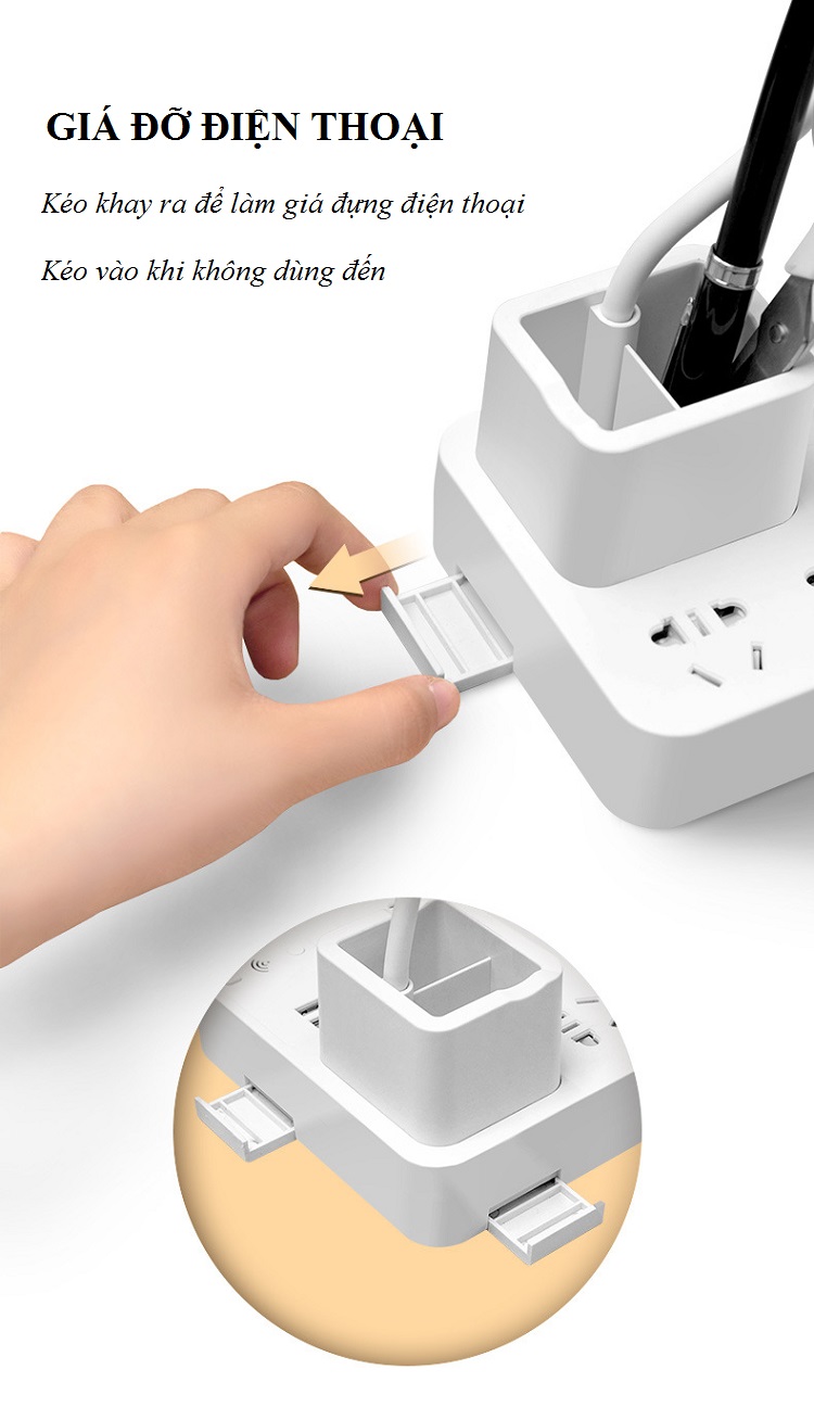 Ổ Cắm Thông Minh Tích Hợp Đèn Học Và Hộp Bút Có Điều Khiển Từ Xa T.3 Siêu Tiện Lợi
