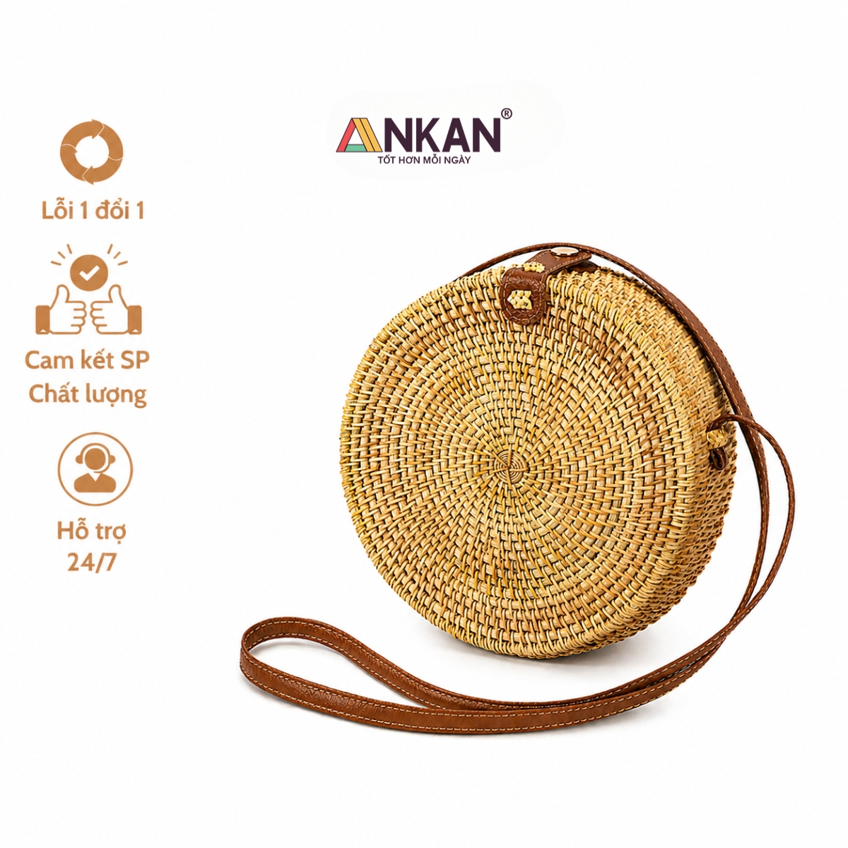 Túi Mây Thời Trang Có Dây Đeo – Túi Mây Vintage Handmade, Túi Mây Đeo Chéo Đi Biển, Picnic, Dạo Phố