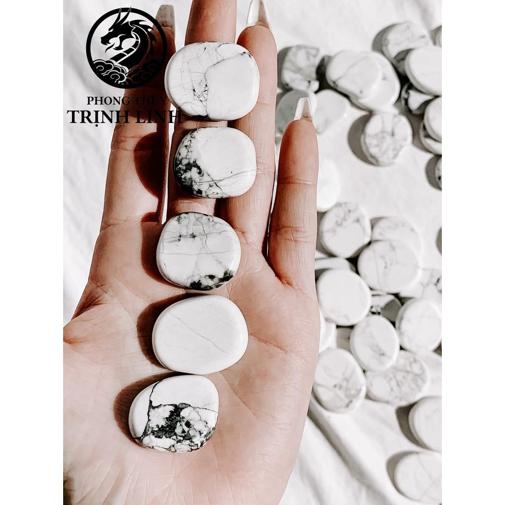 VIÊN ĐÁ BÌNH AN HOWLITE DÙNG TRONG THANH TẨY, THIỀN, YOGA, PHONG THỦY