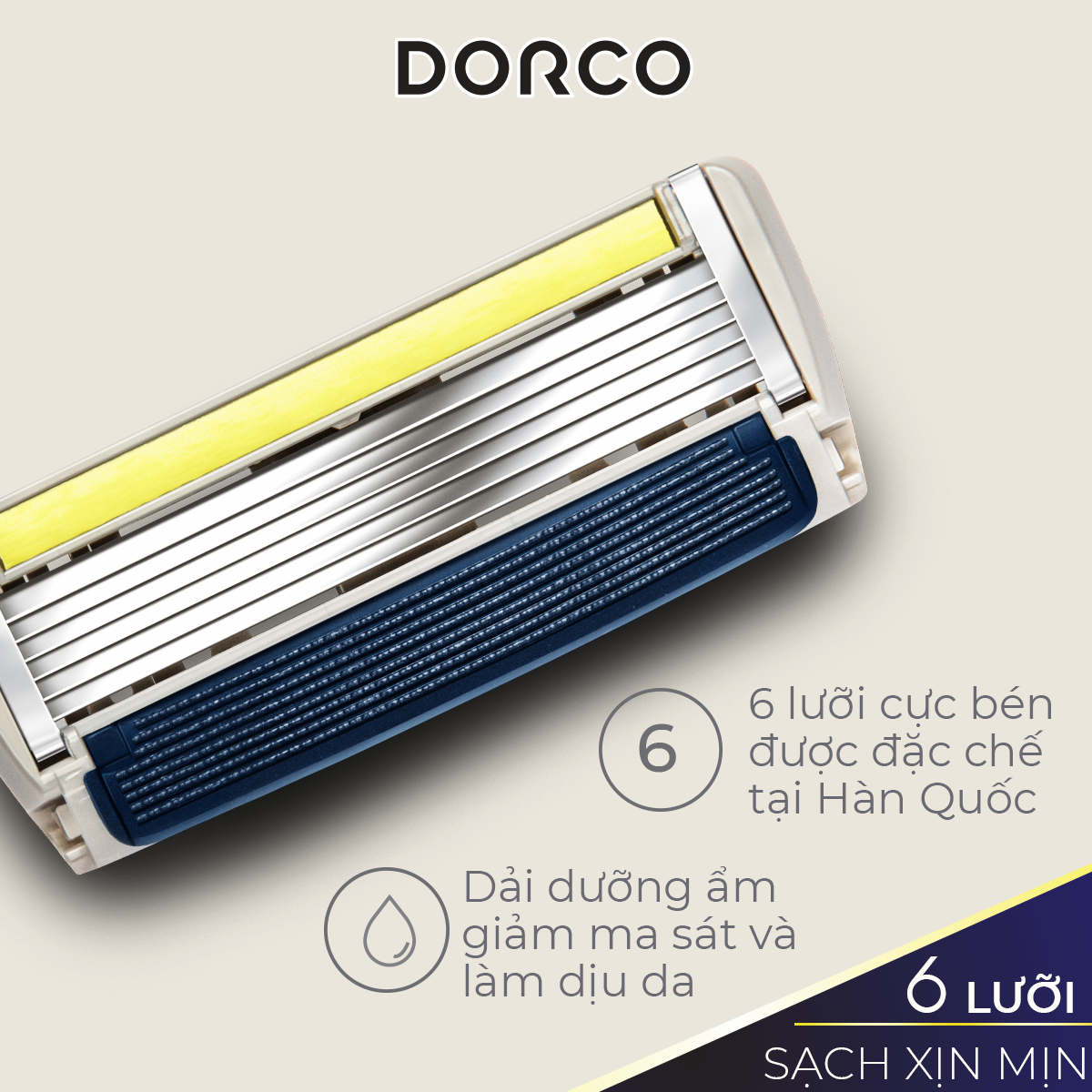 Bộ Dao Cạo Râu 6 Lưỡi Dorco Pace 6 Plus 1 Cán 9 Đầu Cạo Đóng Hộp Làm Quà Tặng