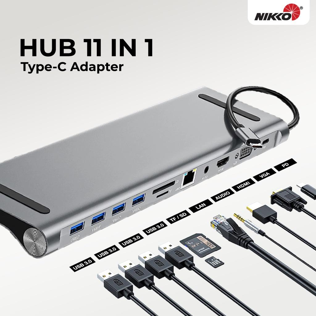 NIKKO Bộ Hub chuyển đổi 11 cổng/ USB-C/ Type C Adapter - Hàng Chính Hãng