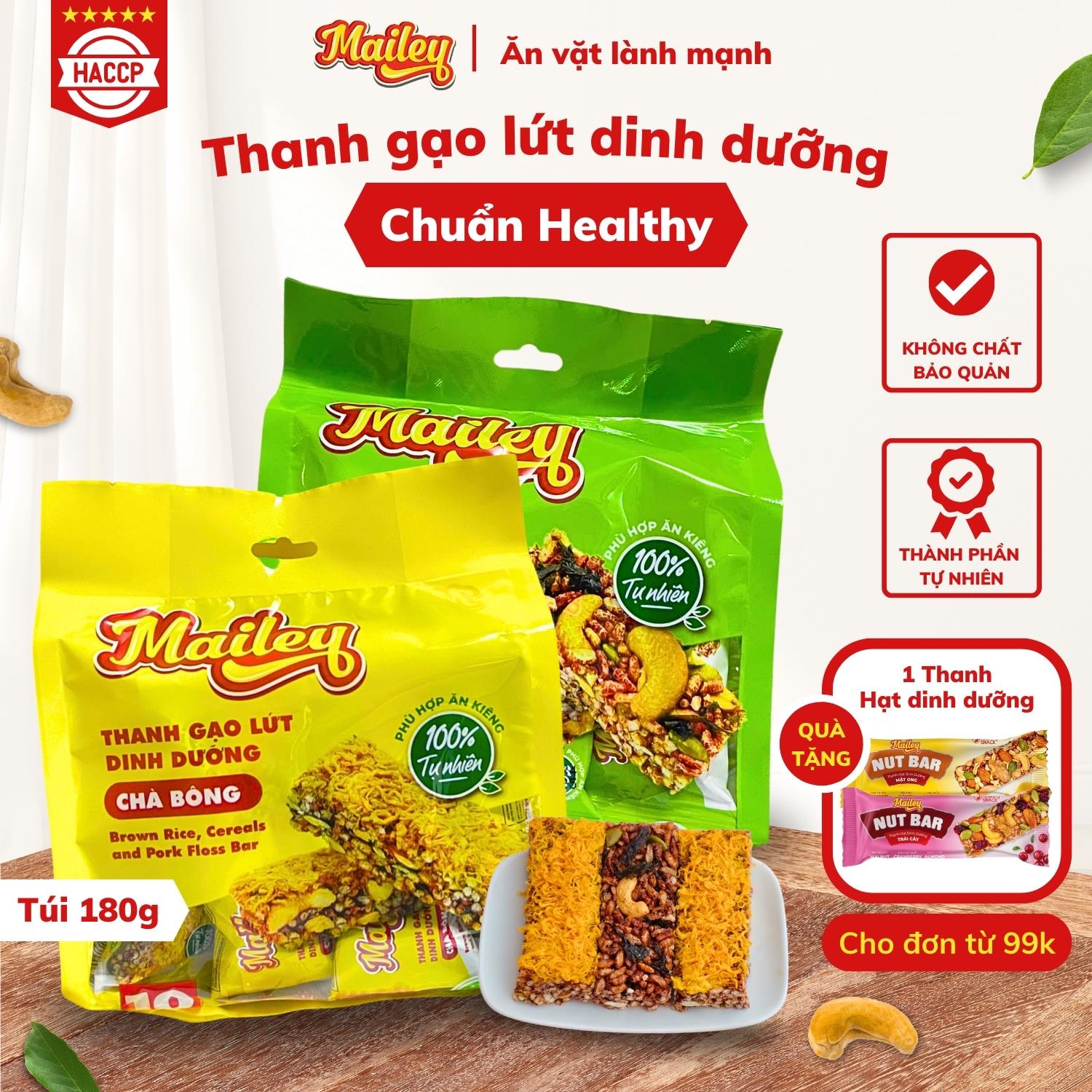 Thanh gạo lứt chà bông/rong biển mix hạt Mailey Túi 100g - Bánh gạo lứt ăn kiêng hỗ trợ giảm cân