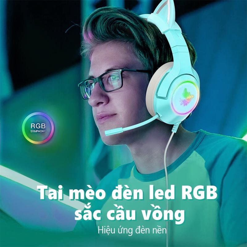 ONIKUMA K9 Tai nghe chơi game tai mèo màu xanh lá dễ thương có micro, cho máy tính, điện thoại PC PS5, PS4, Xbox. [Hàng chính hãng]