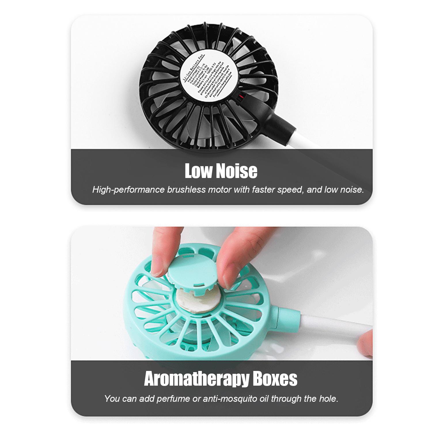 Quạt đeo cổ di động mini 3 chế độ mát, hoạt động yên tĩnh, sạc USB