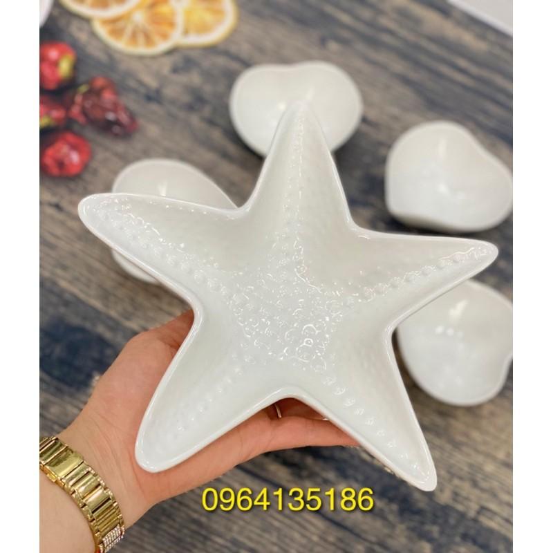 Set Đĩa đựng đồ ăn tim sao gốm sứ cao cấp Bát Tràng