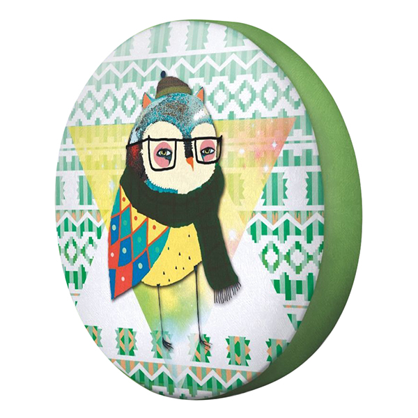 Gối tròn Cú quàng khăn len - GOAA098
