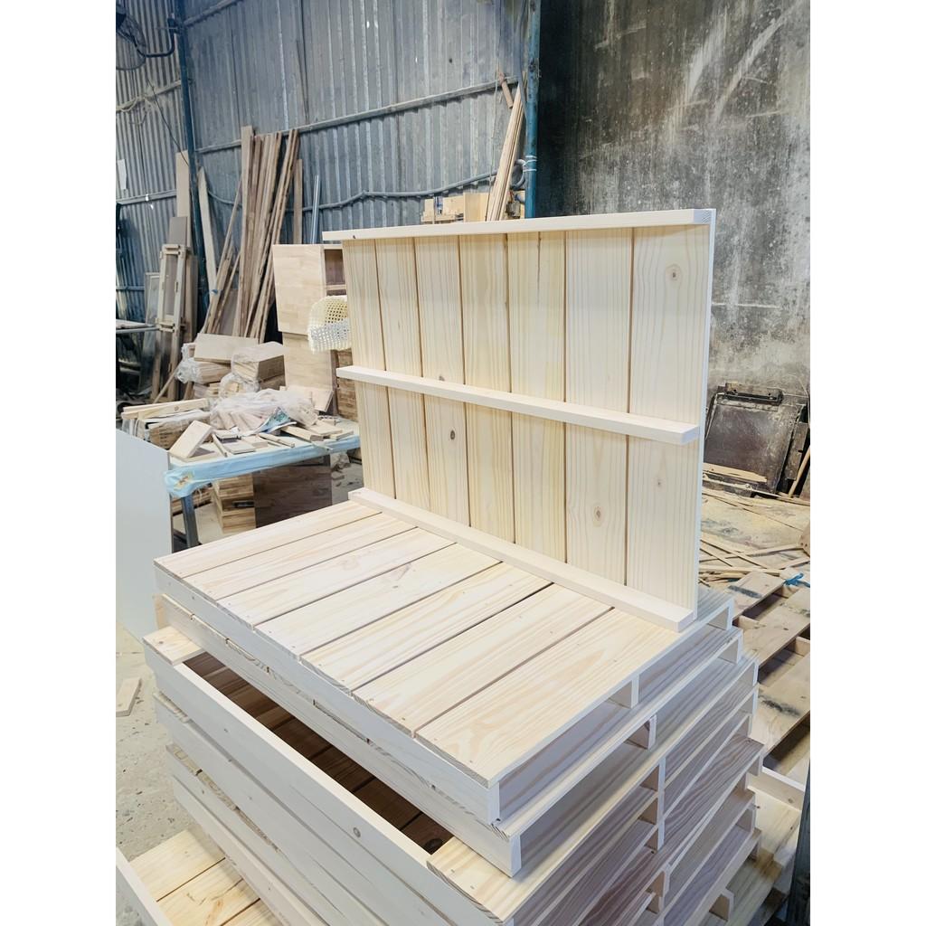 Giường Ngủ Pallet Gỗ Thông Có Hộc, Gỗ Thông Nhập Khẩu Mới 100%