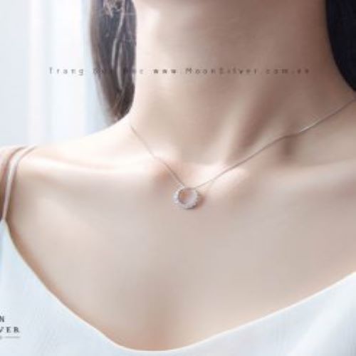Dây chuyền bạc vòng tròn đính đá