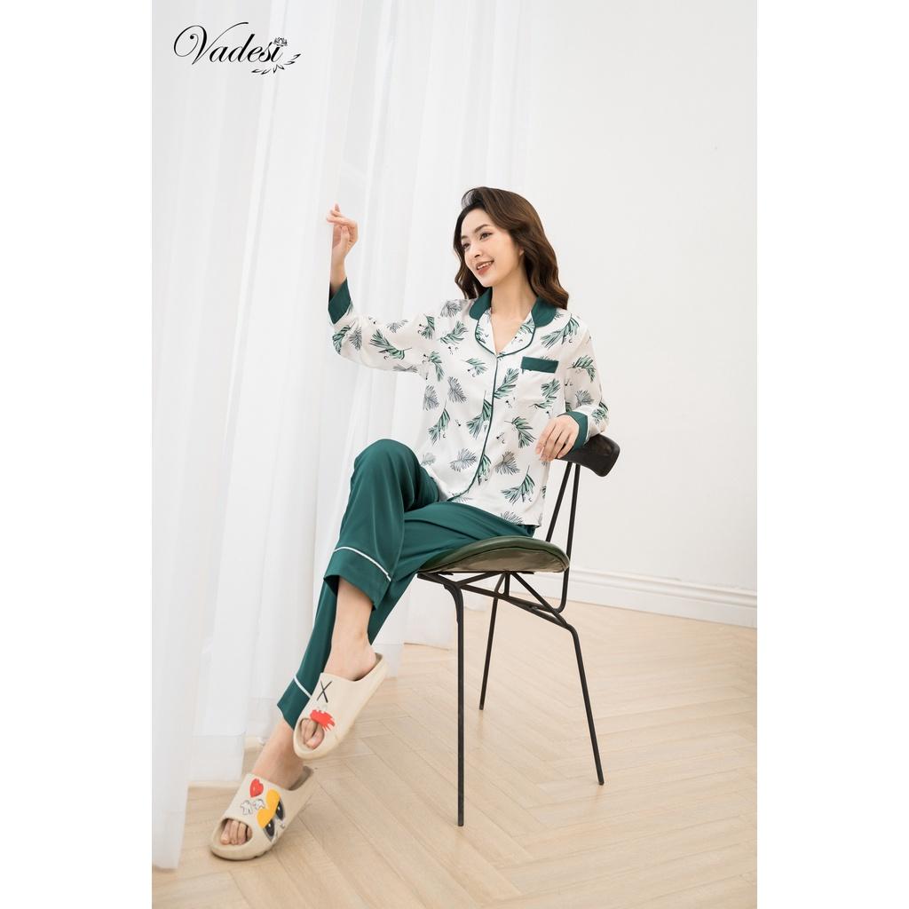 Đồ Bộ Ngủ Pijama Nữ Dài Tay Lụa Cao Cấp Mặc Nhà Sau Sinh Đẹp Thấm Hút Thoáng Mát - VADESI