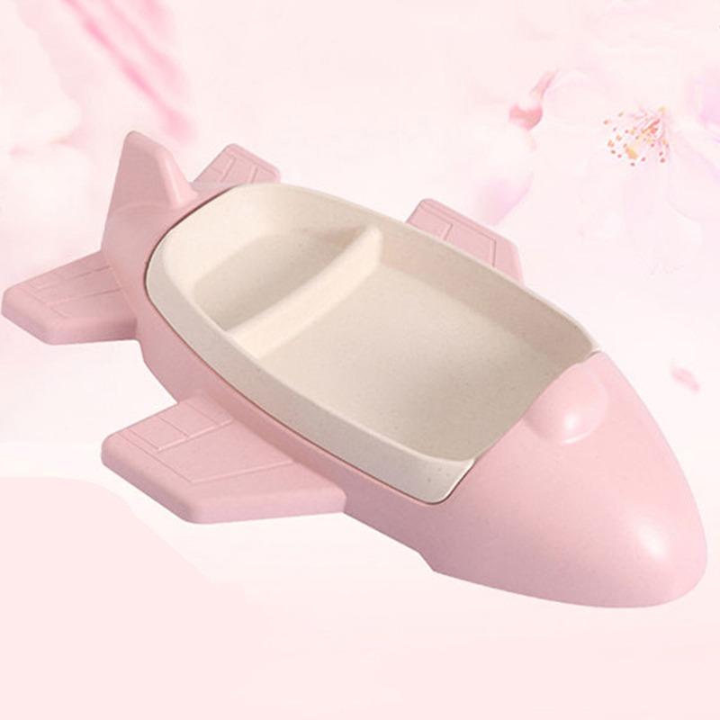 Hoạt Hình Máy Bay Hình Bộ Đồ Ăn Sợi Tre Đĩa Trẻ Sơ Sinh Bộ Đồ Ăn Toddle Trẻ Em Chia Ngăn Đĩa Trẻ Em Quà Tặng Trẻ Em Dao Kéo