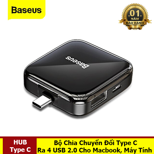 Bộ Chia USB HUB Type C 2.0 đa năng 4 cổng USB 2.0 - Hàng Chính Hãng Baseus