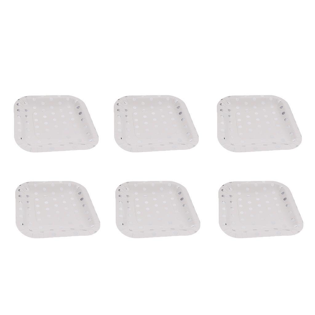 5x6 Shiny Silver Polka Dots Paper Plates Party Disposable Tableware Decoration