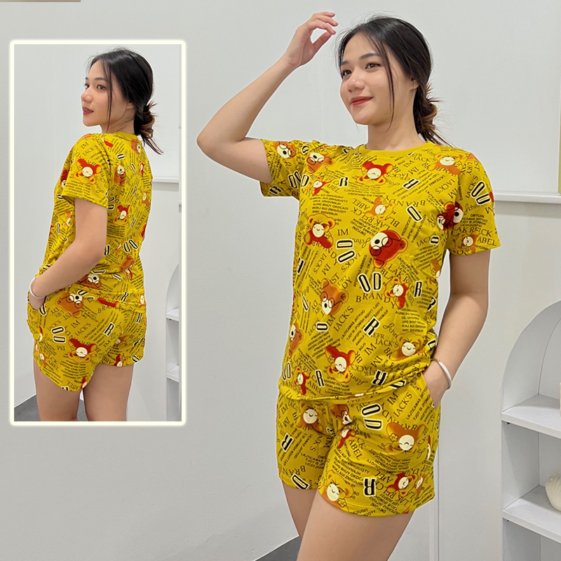 Đồ bộ mặc nhà quần đùi DN2 - Đồ bộ cotton quần đùi mặc nhà - Bộ đồ nữ mặc nhà 