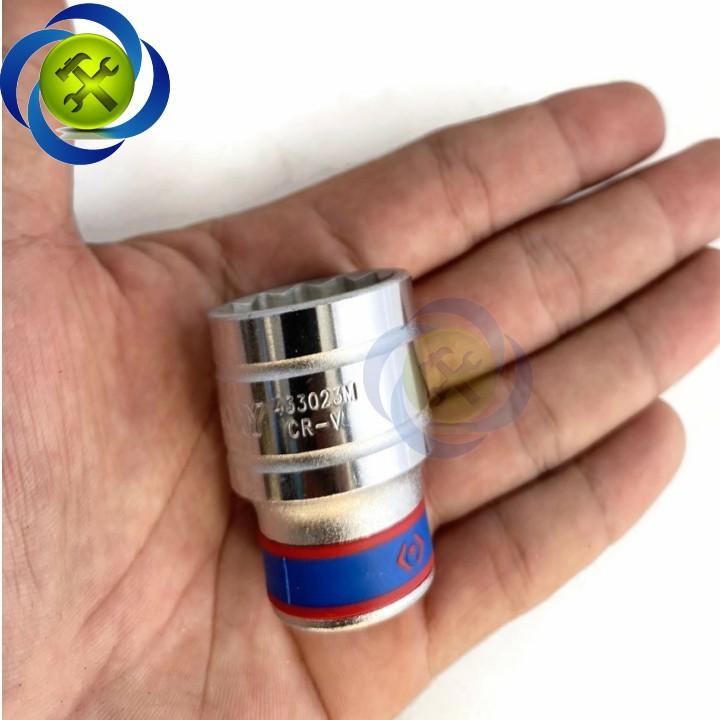 Tuýp 23mm 1/2 Kingtony 433023M 12 cạnh màu trắng dài 40mm