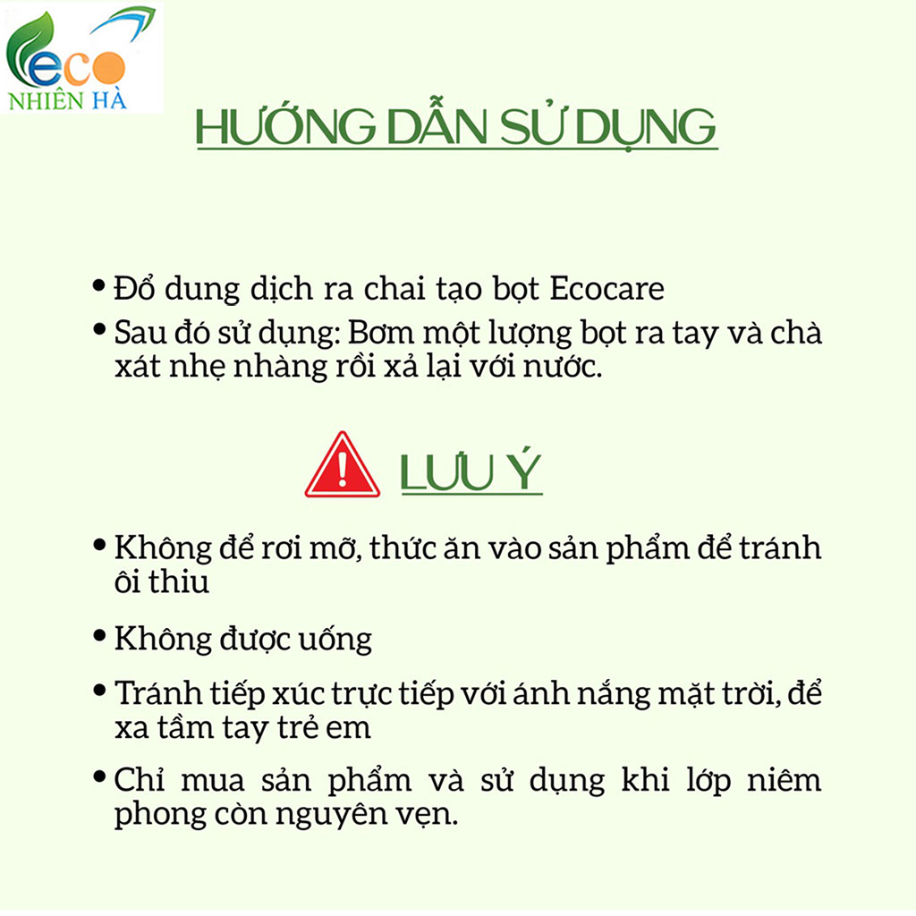 Nước rửa tay ECOCARE 1L tinh dầu thiên nhiên hữu cơ, nước rửa tay tạo bọt, không khô da tay