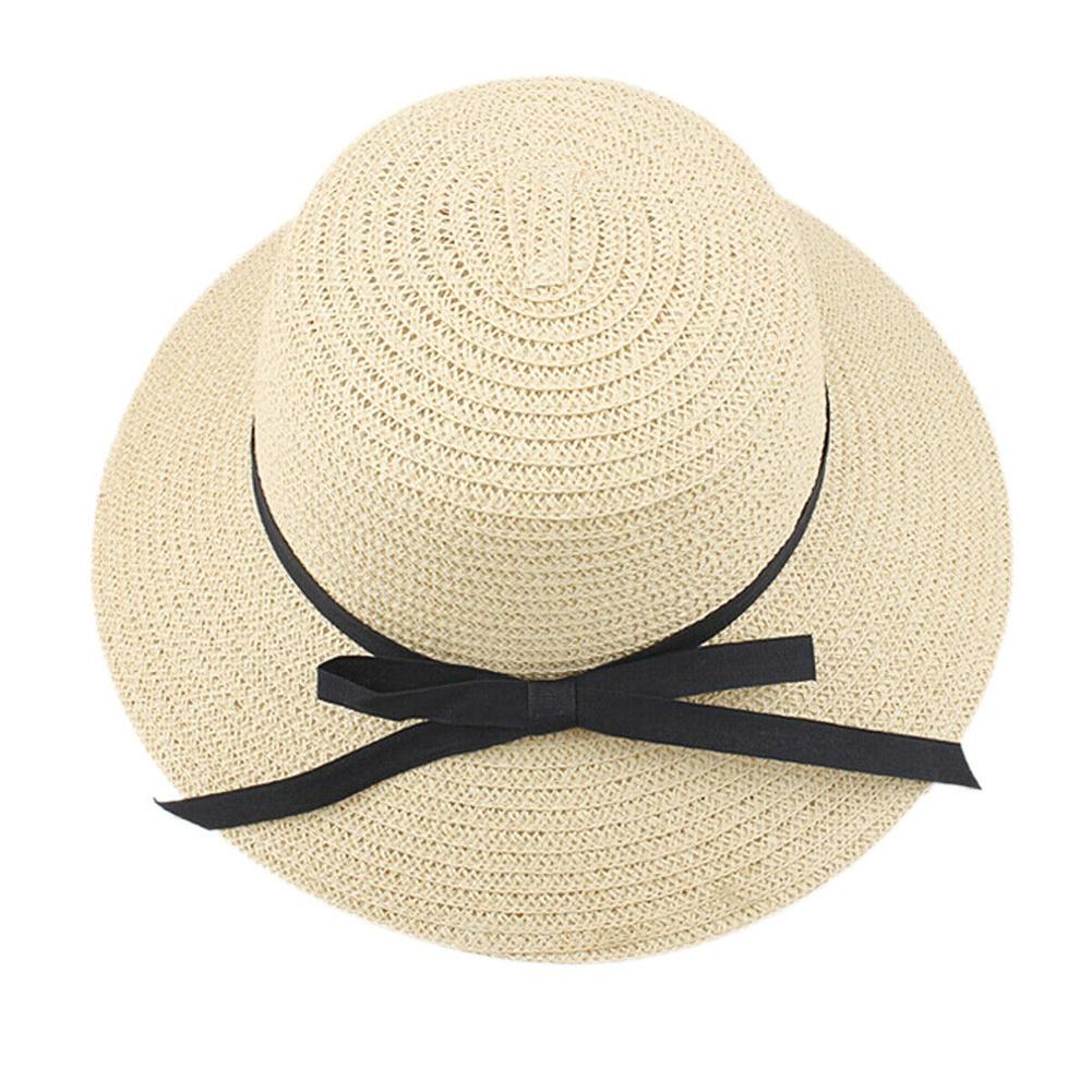 Women's Ladies Fashion Summer Beach Sun Visor Wide Brim Stripe Floppy Hat HBJYT