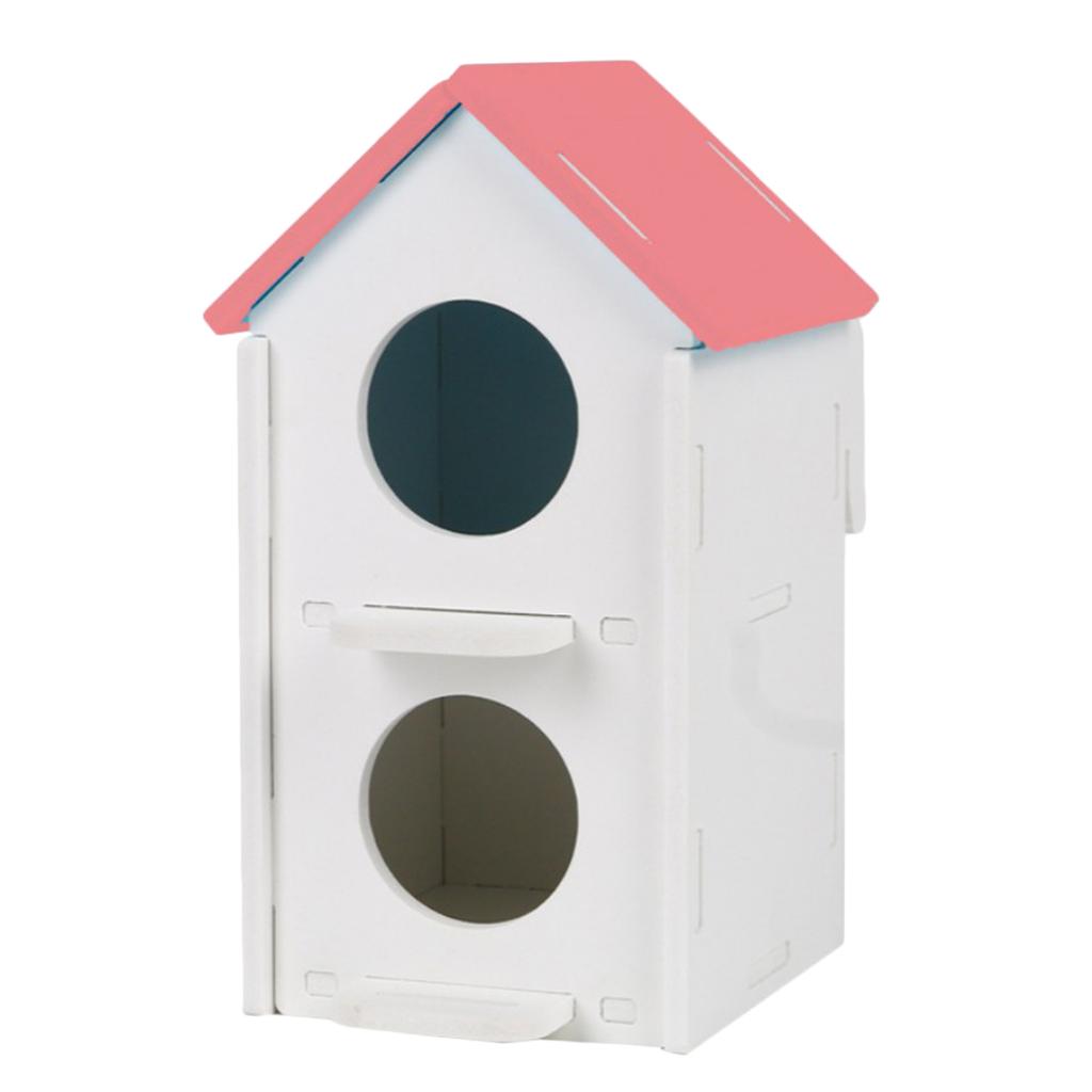 2x Pet Wood Breeding Nesting Bird Cage Box Nest House Hut for Parrot Birds Pink