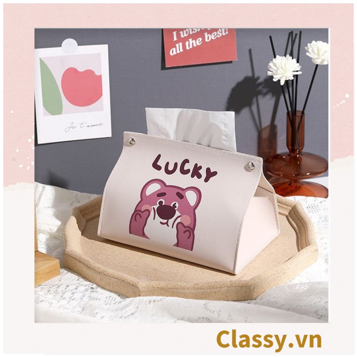 Hộp đựng khăn giấy Classy bằng vải cotton ngộ nghĩnh T1509
