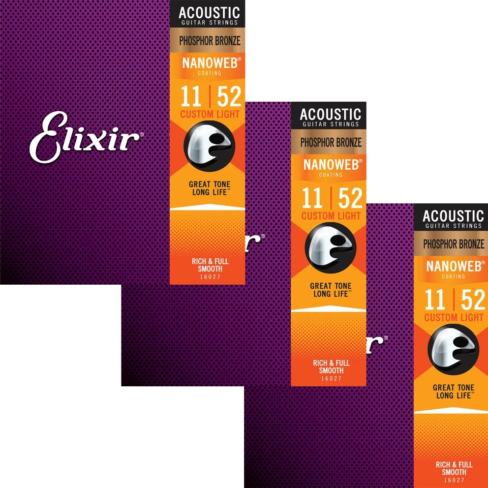 Elixir 16027 - Dây đàn acoustic guitar Elixir cỡ 11- Phosphor Bronze Strings (Kèm móc khóa và pick gảy) - Hàng chính hãng