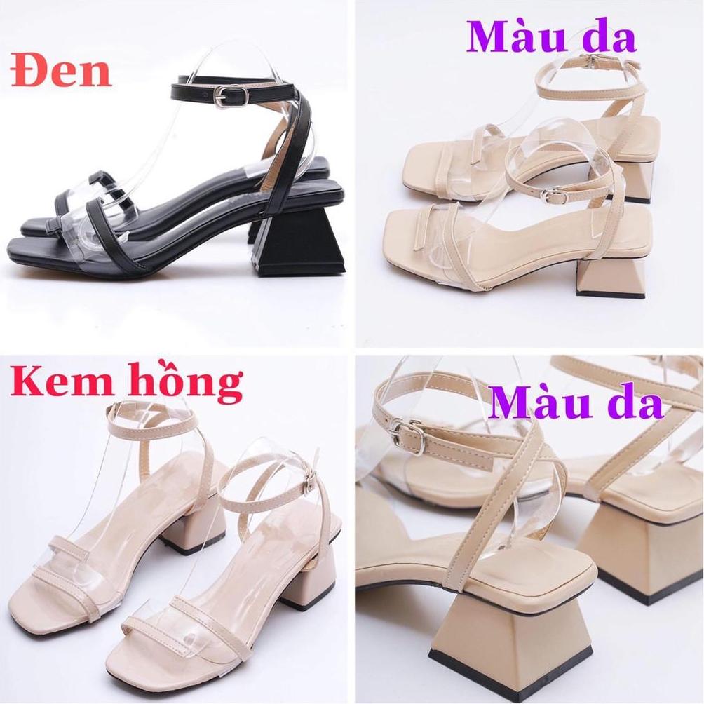 S55_Sandal nữ quai ngang phối mica đế 5cm thời trang cao cấp