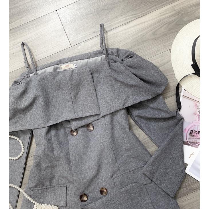Đầm giả vest trễ vai