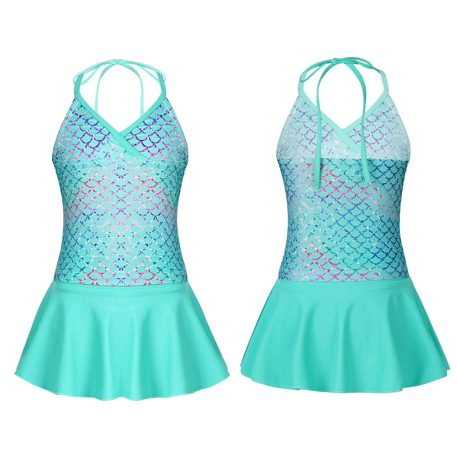 Cô Gái Tuổi Teen Trẻ Em Đồ Bơi Nàng Tiên Cá 3 Bãi Biển Mùa Hè Đồ Bơi Dây Cổ Áo Và Quần Đùi Váy Bộ Áo Tắm Cho trẻ Em