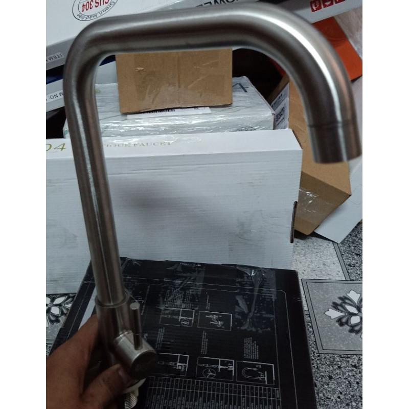 Vòi rửa chén Lạnh kiểu ống vuông góc ống phi 24mm gắn chậu rửa chén INOX SUS 304 cao cấp HPN-RC03