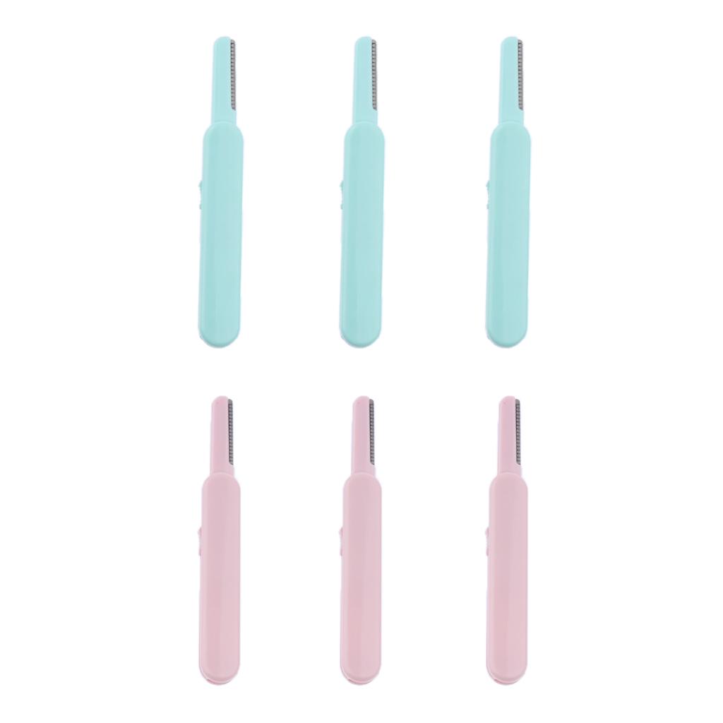 Pack of 6Pieces, Portable Retractable Stainless Steel Eyebrow Shaver, Eyebrow Shaper, Trim Eyebrow, Facial Hair for Precision Shaping