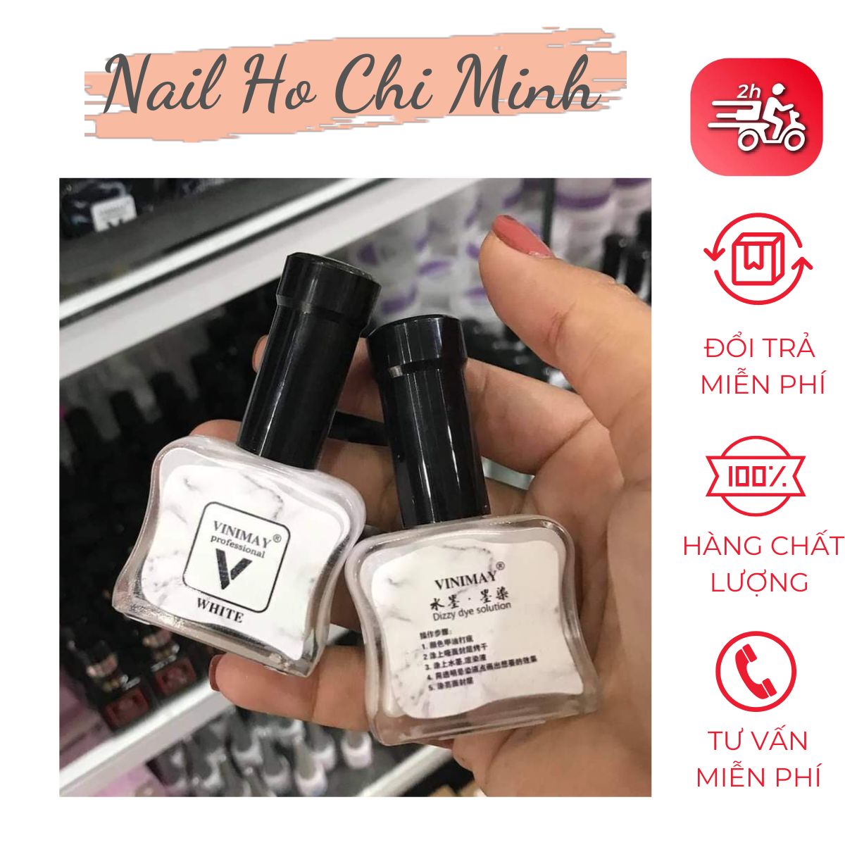 [HCM]Loang cồn đen, trắng Vinimay cao cấp - loang cồn trang trí móng tay nghệ thuật 15ml (lẻ 1 chai)