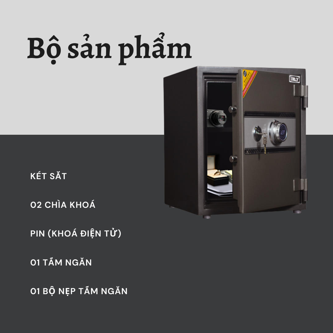 Két Sắt Chống Cháy Gia Đình TRULY TL-50 Nặng 75kg Chống Cháy Công Nghệ Hàn Quốc Đựng Vừa Hồ Sơ A4 - Hàng Chính Hãng