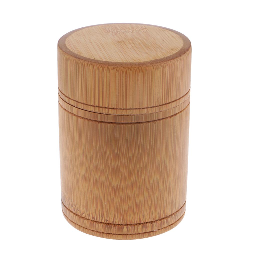 Tea Canister Bamboo Japanese Tea Box Storage Jar with Lid Tea Caddy Pot A