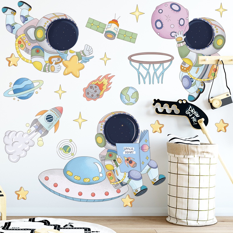 Sticker Giấy Dán Tường Decal Dán tường Tranh Dán Tường Trang Trí Tường Mẫu Khám Phá Vũ Trụ ZH92