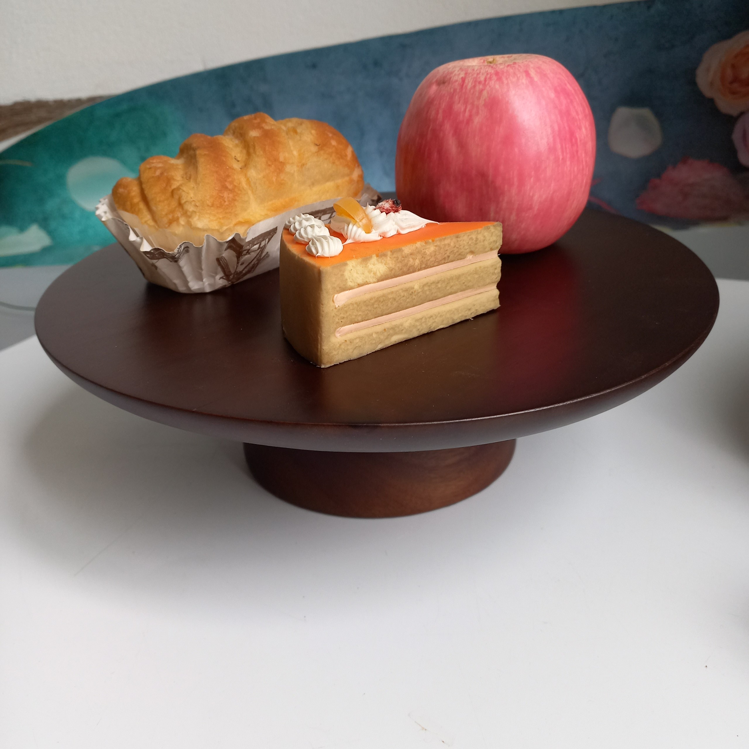 Đĩa Cao Gỗ Keo Màu Óc Chó Đựng Bánh Gato, Bánh Ngọt, Hoa Quả, Cake Stand, Mâm Bồng