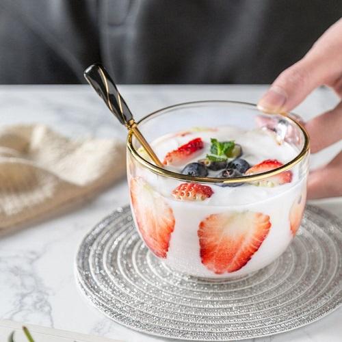 Ly Thuỷ Tinh Màu Hổ Phách Chịu Nhiệt Có Quai Cầm Dung Tích Lớn 480ml Tiện Dụng Cao Cấp